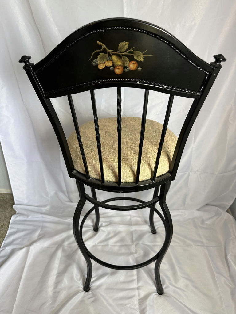 Black Metal Barstool, handpainted, cushion seat - image 3 of 3