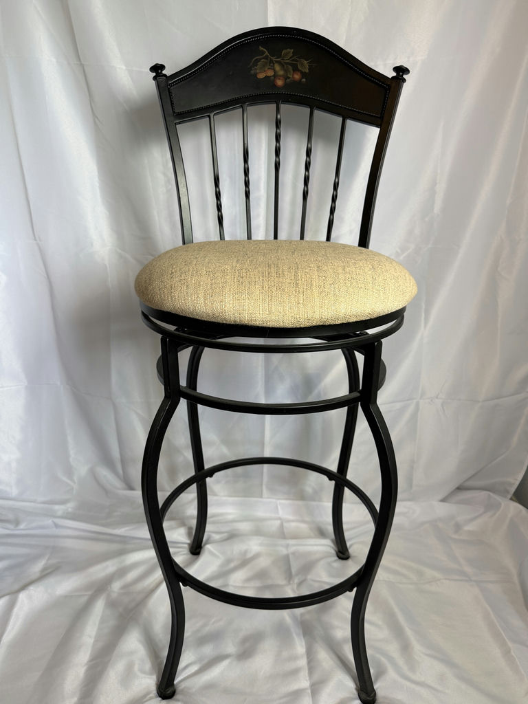 Black Metal Barstool, handpainted, cushion seat - image 1 of 3