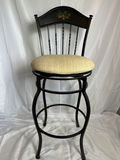 Black Metal Barstool, handpainted, cushion seat - thumbnail 1 of 3