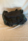 Three travel bags: blue sports duffel, black/green duffel, and patterned weekend bag - thumbnail 3 of 5
