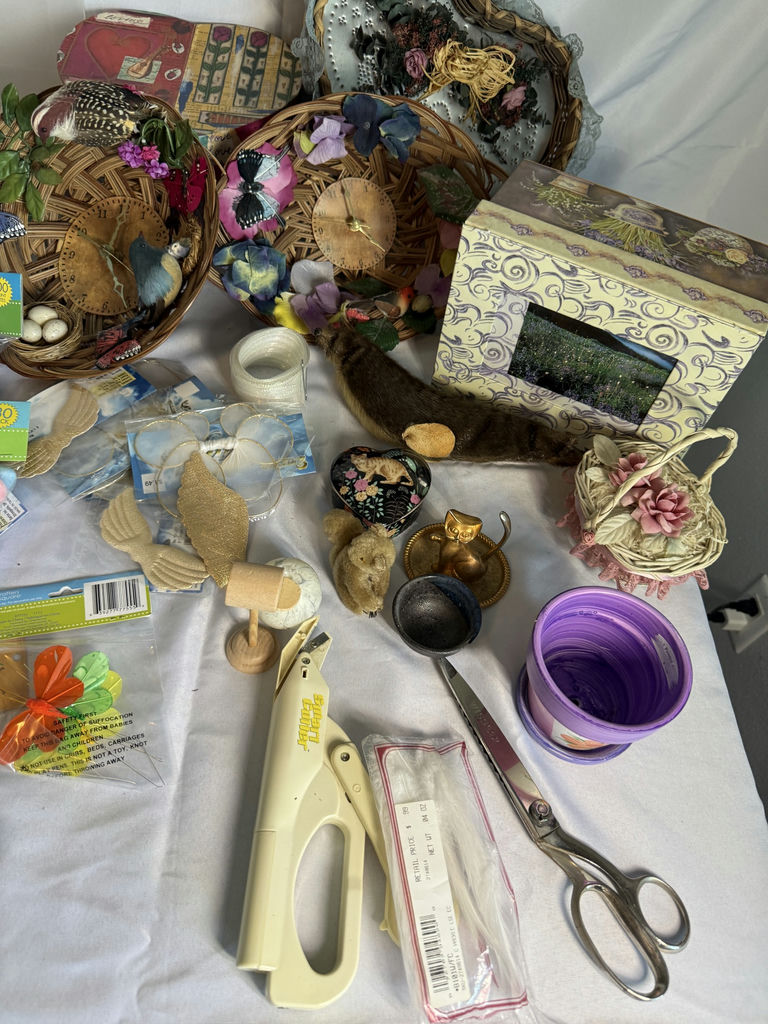Assorted Craft Supplies and Decorative Baskets with Clocks - image 3 of 5