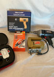 Assorted power tools including heat gun, drill, jig saw, rotary tool and laser level - thumbnail 1 of 10