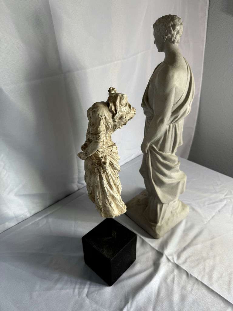 Framed floral still life with classical sculptures - image 7 of 10