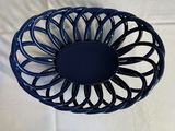 Blue ceramic bakeware set with yellow floral planter and cherry-pattern dishware - thumbnail 7 of 7