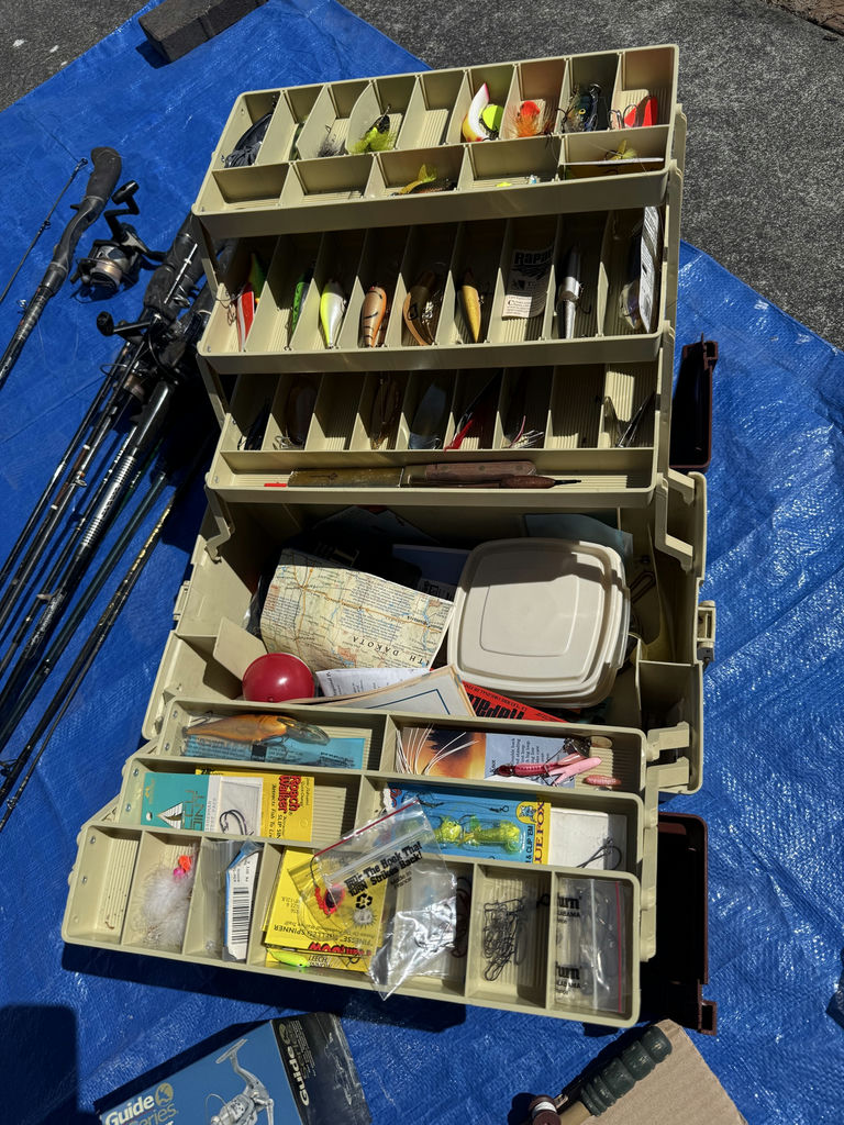 Collection of fishing rods, reels, and tackle - image 3 of 14