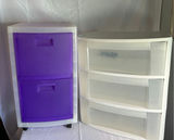 White and purple plastic storage drawer units - thumbnail 1 of 5