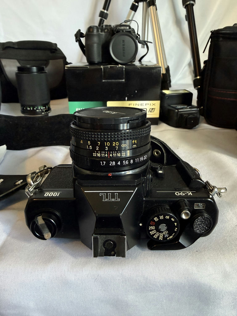 Assorted cameras, lenses, flash, and tripods - image 6 of 16