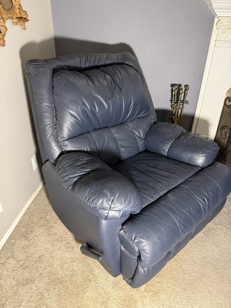 Navy Action Industries 'Leather' Recliner - image 3 of 7
