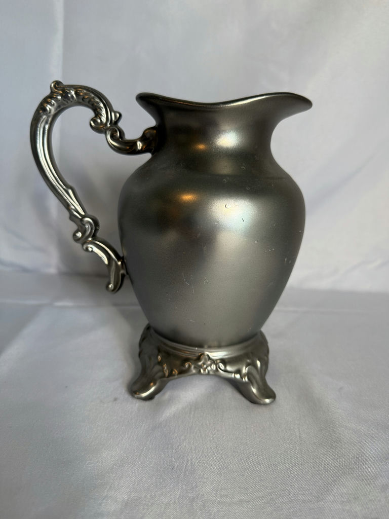 Two decorative metal pitchers with floral motifs - image 5 of 6