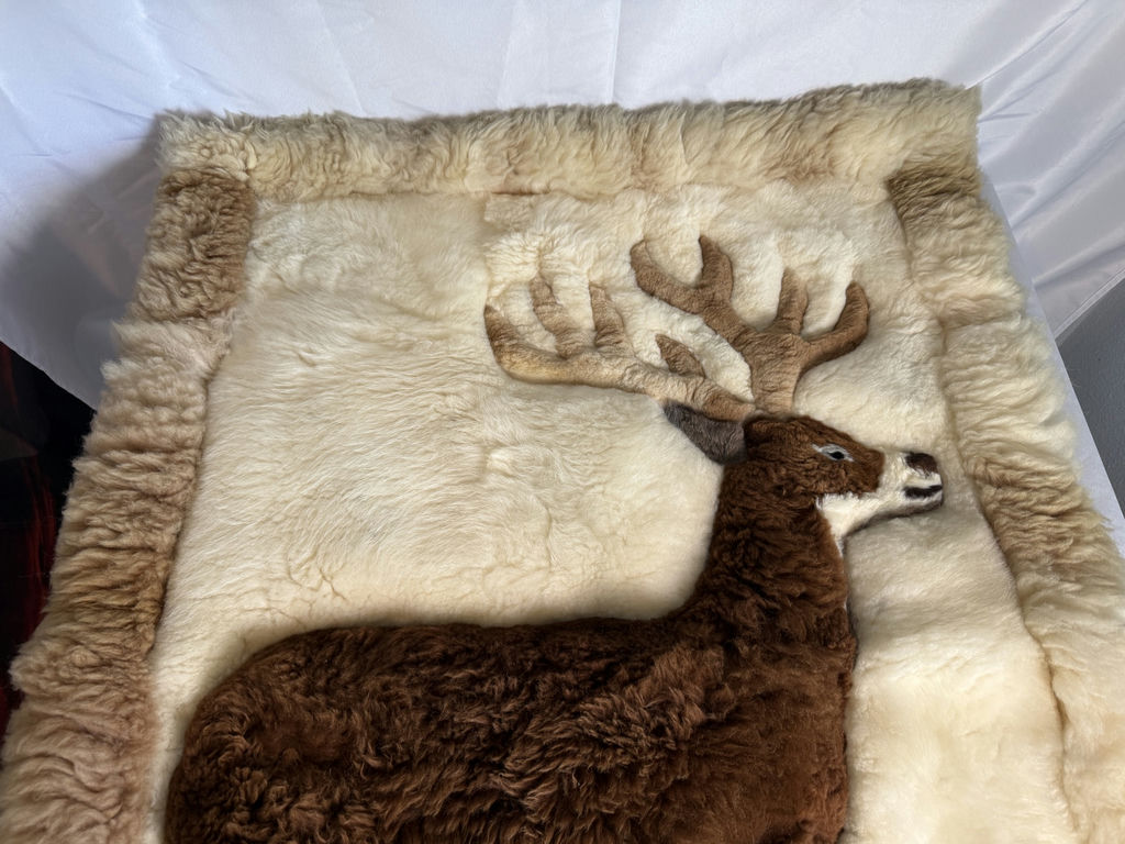Sheep skin throw with Deer Design - image 3 of 5