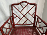 Vintage Chinese Chippendale Faux Bamboo Chair, Red - thumbnail 2 of 5