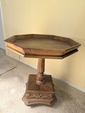 Octagonal pedestal side table with two ornate lamps - thumbnail 3 of 4