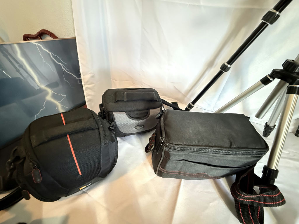 Assorted cameras, lenses, flash, and tripods - image 15 of 16