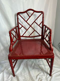 Vintage Chinese Chippendale Faux Bamboo Chair, Red - thumbnail 1 of 5