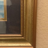 Framed blue-toned print of two children - thumbnail 3 of 5