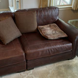 Brown leather Bernhardt sectional sofa with throw pillows - thumbnail 3 of 6