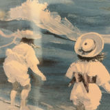 Framed blue-toned print of two children - thumbnail 4 of 5