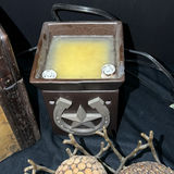 Decorative still life: antique trunk, candles, and dried floral arrangement - thumbnail 2 of 9