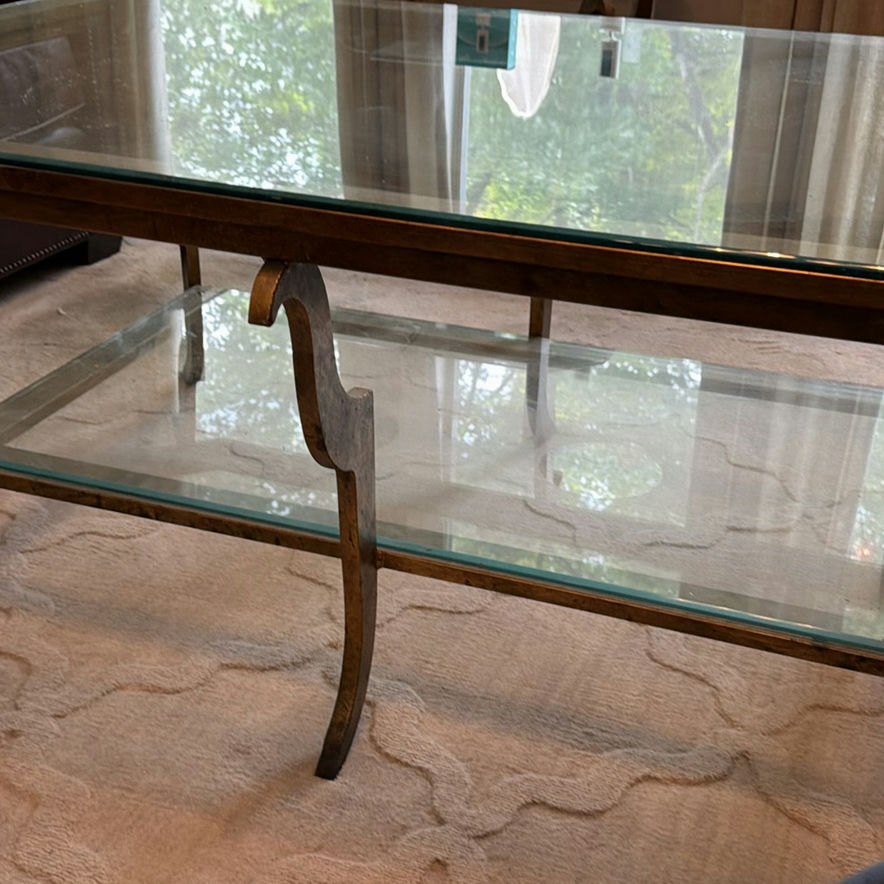Vintage glass coffee table with metal frame - image 3 of 6