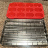 Rachael Ray bakeware set with round pans, muffin tray, and sheet pan with rack - thumbnail 2 of 5