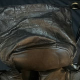 Black leather patchwork handbag and beige sequin square clutch - thumbnail 4 of 6