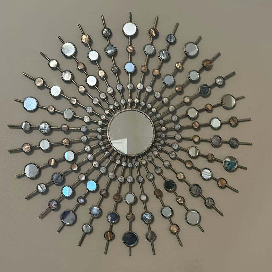Decorative mirrors, butterfly wall art, and floral basket arrangement - image 1 of 6