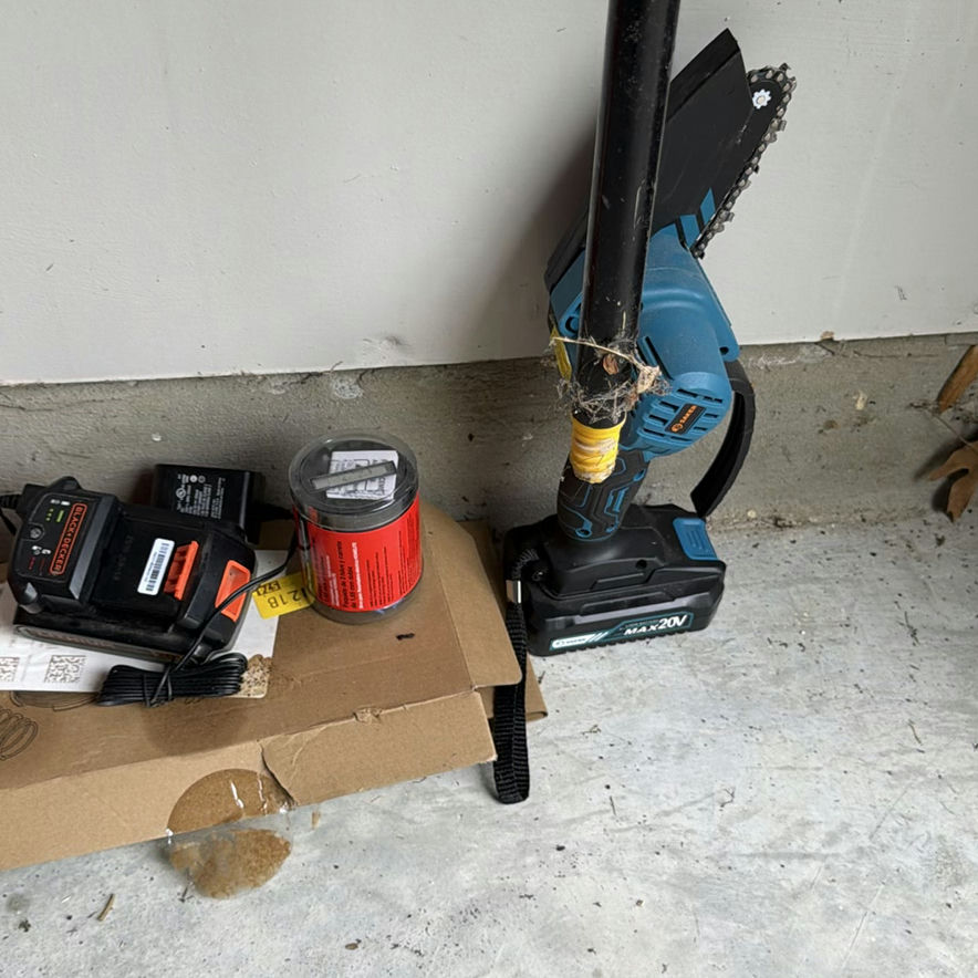 Garage power tools, fuel container, and storage boxes - image 4 of 6