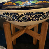 Sunflower-patterned ceramic bowl with matching pitcher on wooden stand - thumbnail 6 of 6