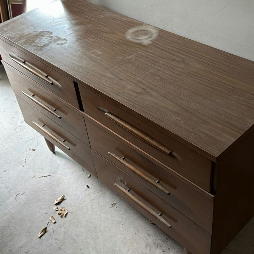 Mid-Century Wooden Dresser with Mirror - image 3 of 5