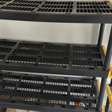 Black multi-tier shelving units with yellow corner brackets - thumbnail 3 of 5