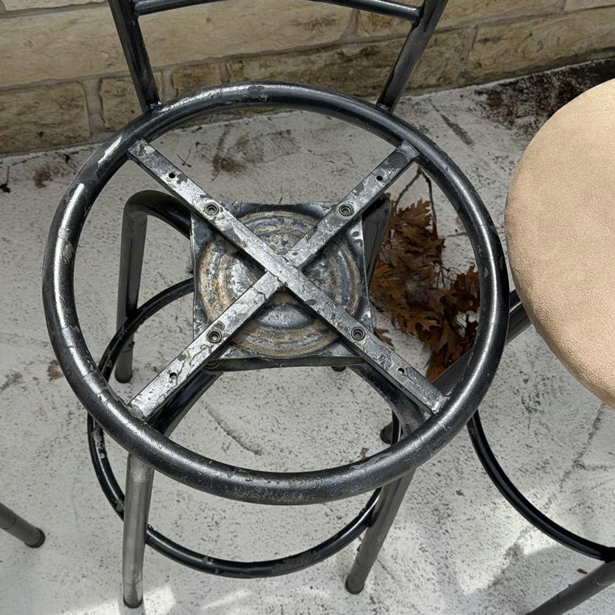 Three Black Metal Bar Stools with Beige Cushioned Seats - image 4 of 4