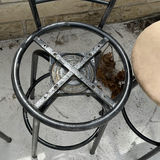 Three Black Metal Bar Stools with Beige Cushioned Seats - thumbnail 4 of 4