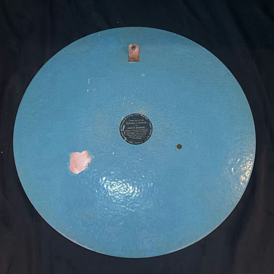 Blue enamel-on-copper decorative plate with gold scroll motif - image 2 of 6