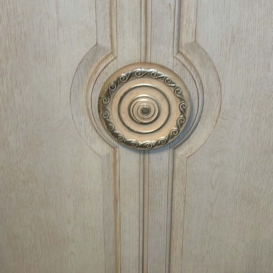 Ornate distressed white armoire with mirrored doors - image 2 of 8