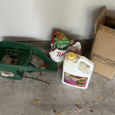 Gardening supplies and wooden fence components - Image 1 of 6