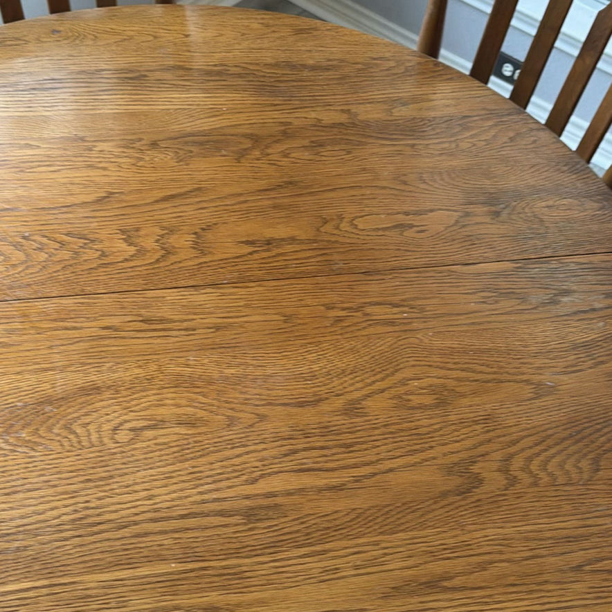Round Oak Dining Table with Six Spindle Chairs - image 6 of 6