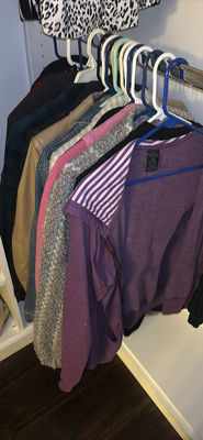 Assorted jackets and coats in closet - Image 1 of 12