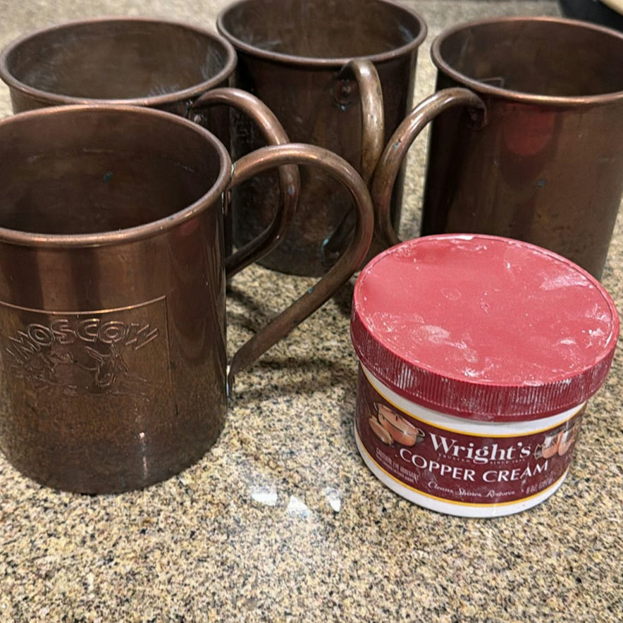 Copper Mugs and Wright's Copper Cream Tin - image 1 of 5
