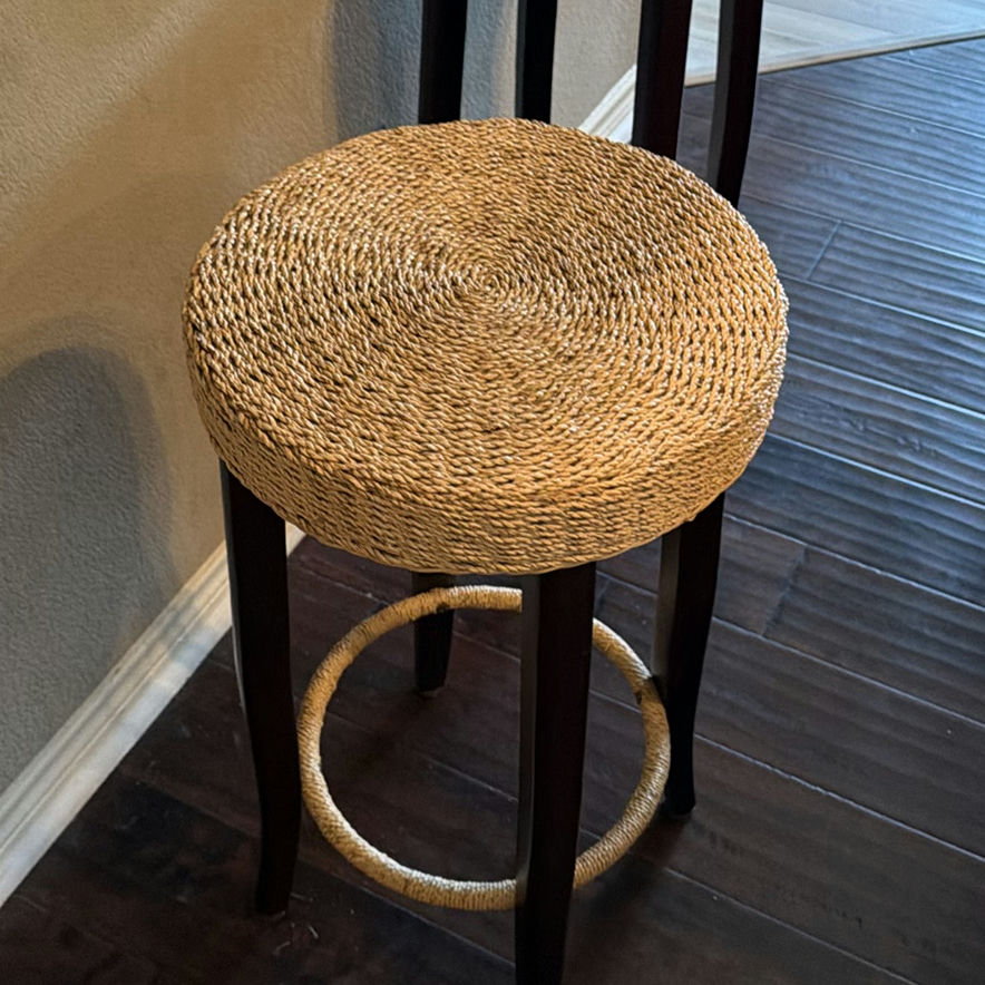 Two woven round-seat bar stools - image 5 of 5