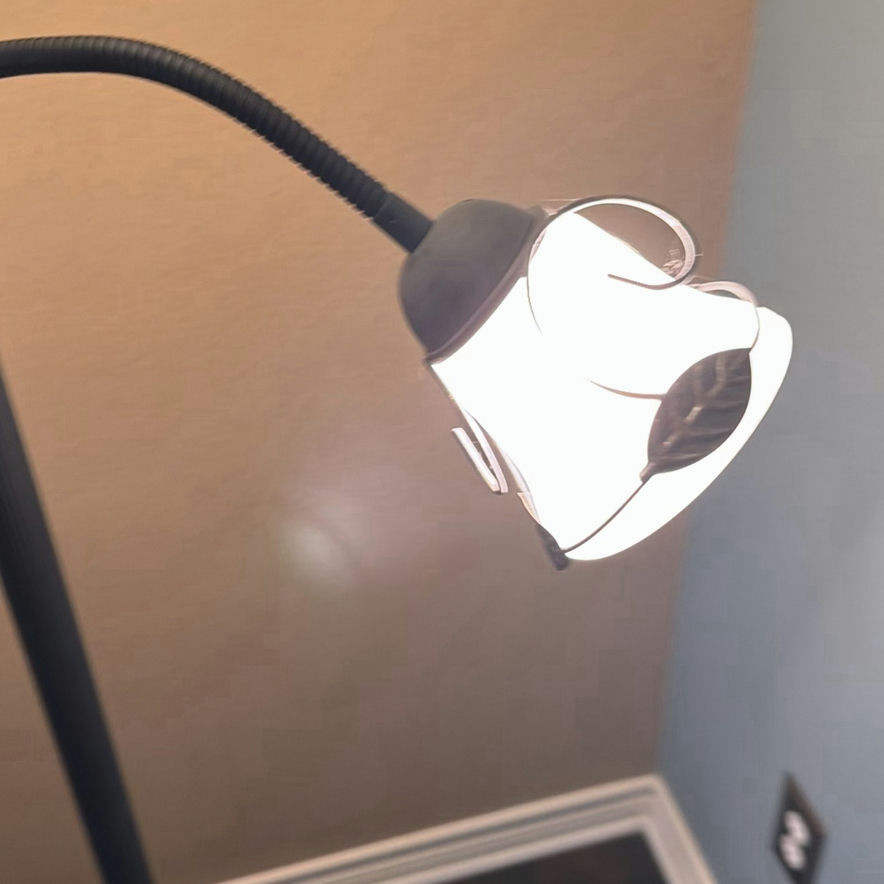 Pair of black floor lamps with dual light heads - image 3 of 6