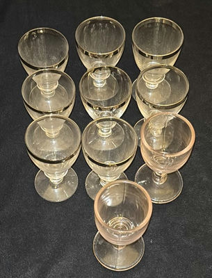 Set of Nine Gold-Rimmed Glass Goblets - Image 1 of 4