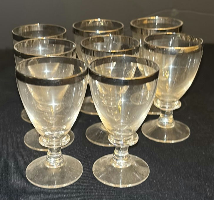 Set of Nine Gold-Rimmed Glass Goblets - image 3 of 4