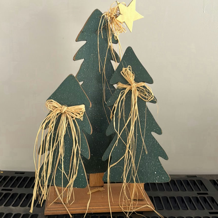 Decorative Wooden Christmas Trees and Wall Clock - image 1 of 6