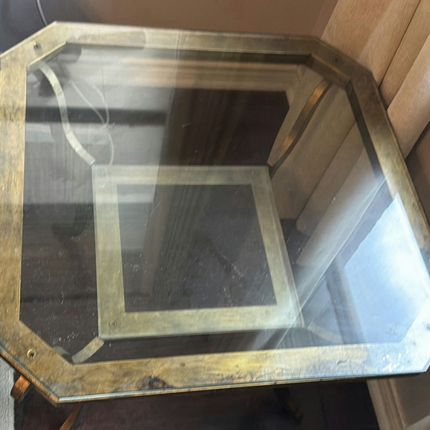 Pair of vintage brass-and-glass nesting tables - image 6 of 6