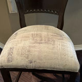 Pair of dark wood counter stools with upholstered seats - thumbnail 2 of 6