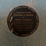 Blue enamel-on-copper decorative plate with gold scroll motif - thumbnail 3 of 6