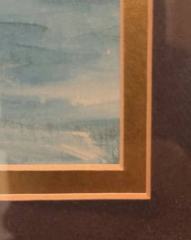 Framed blue-toned print of two children - image 5 of 5