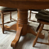Round Oak Dining Table with Six Spindle Chairs - thumbnail 5 of 6