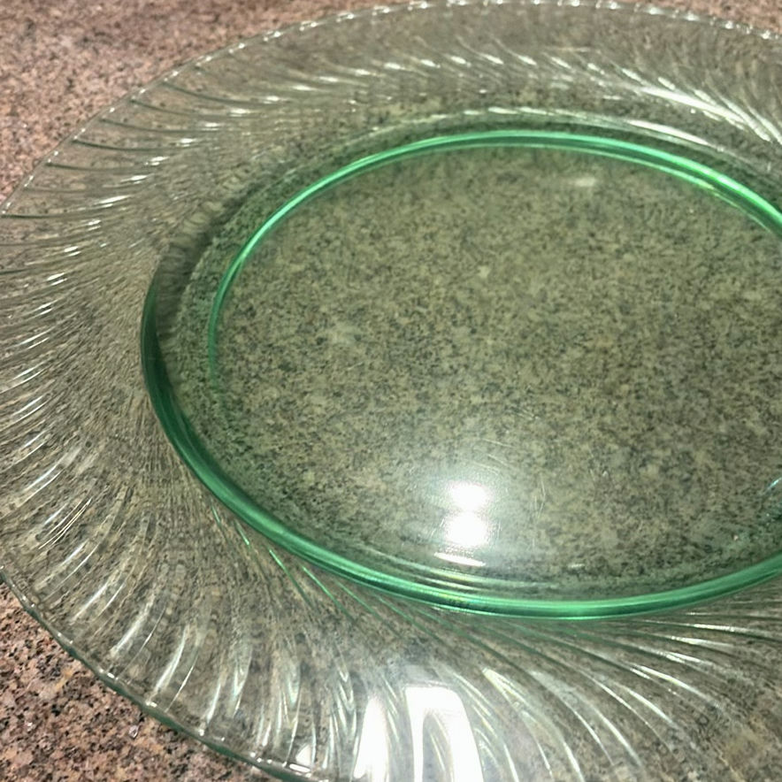 Green Glass Plate with Ribbed Rim - image 5 of 5