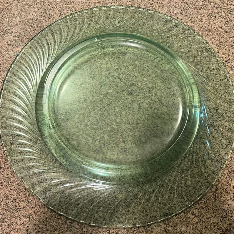 Green Glass Plate with Ribbed Rim - image 3 of 5